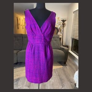 Trina Turk 100% Silk Sheath Dress Purple Pink Size 12 Wedding Cocktail Party